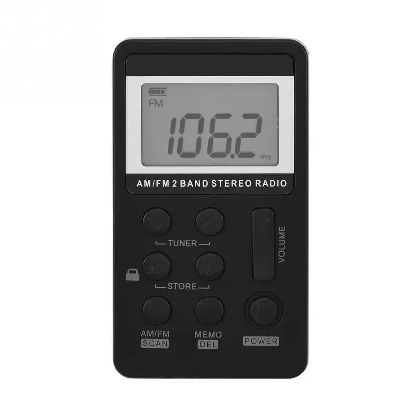 Универсальный мини-радио Портативный AM/FM двухдиапазонный стерео карманный радиоприемник с ЖК-дисплеем и наушниками и перезаряжаемой батареей