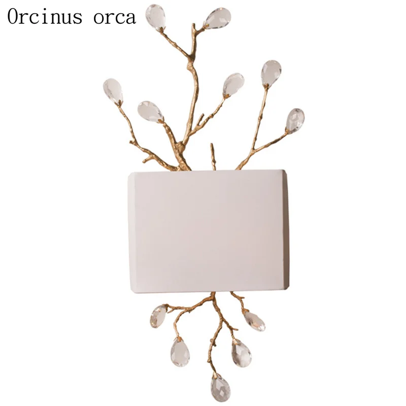 American antique branches crystal crystal wall lamp living room corridor bedroom bedside lamp French luxury iron art wall lamp