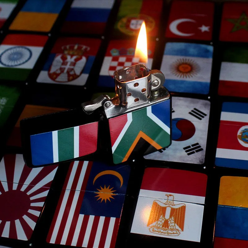

24 Styles Various National Flag Printed Lighter Ignition Smoking Kerosene Lighter Shipping Without Oil
