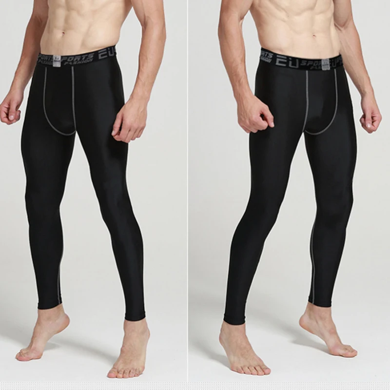 Buy 2018 Black Mens Compression Pants Autumn Winter Casual Pants Capris Tights