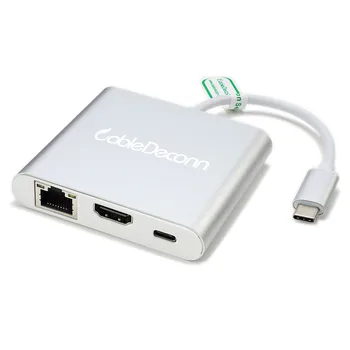 

Thunderbolt 3 USB C Hub to HDMI 4K Ethernet RJ45 USB 3.0 Hub Female Type C PD Charge Dock Adapter Laptop Product for Macbook