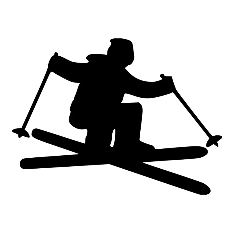 14.6CM*10.8CM Interesting Snow Skier Silhouette Vinyl