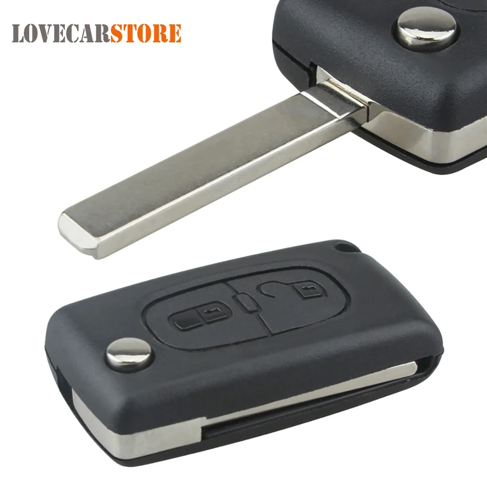

Black 2 Buttons Folding Auto Car Key Entry Replacement Remote Fob Shell Case Uncut Car Flip Key for CITROEN C2 C3