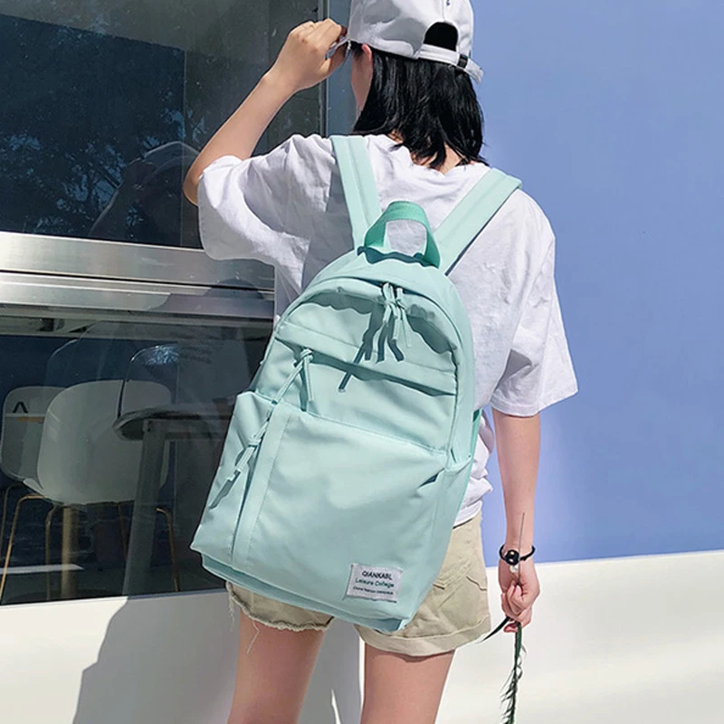 

2019 Hot Solid backpack girl school bags for teenage College wind Women School Bag High student bag black canvas Backpacks