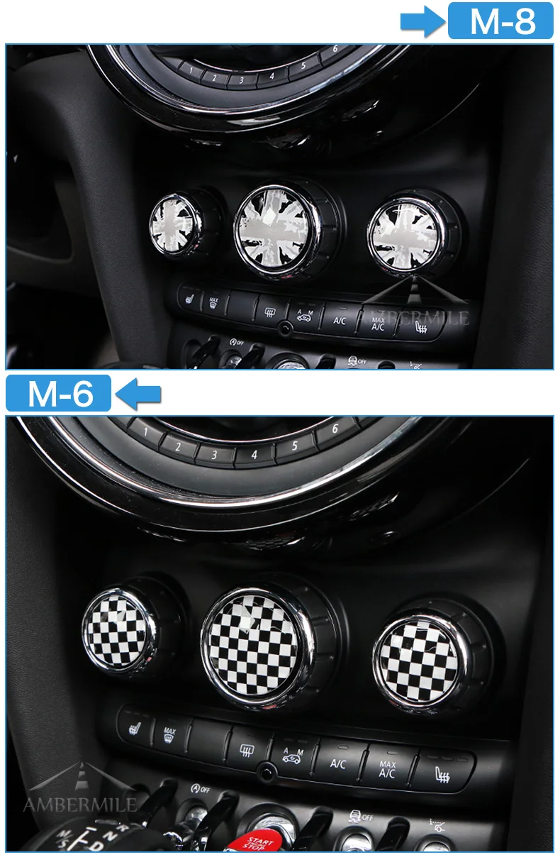 Car Interior Air Conditioning Switch Knobs Stickers Covers Decals for Mini Cooper JCW F55 F56 Accessories Car Styling (6)