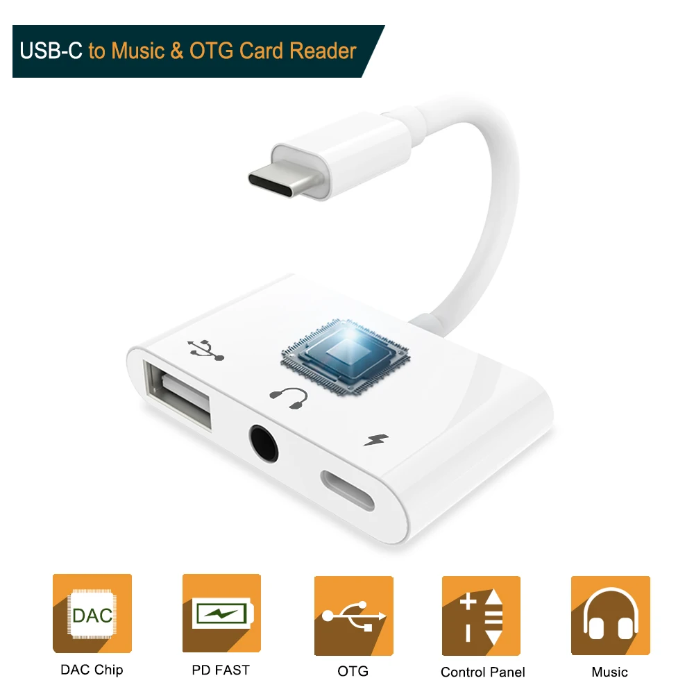 

USB C to USB Camera Card Reader OTG adapter With Type C and 3.5mm Headphone Charging Port Data Sync for Google Pixel 2/2XL/3/3XL