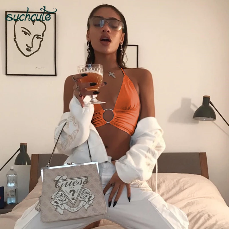 SUCHCUTE женский короткий топ Dollskill Лето Холтер топик Спагетти ремень Харадзюку Топ для женщин темы рейв фестиваль