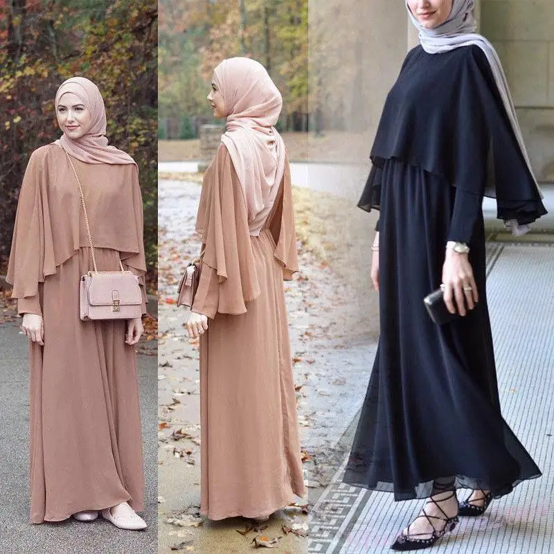 

Ramadan Abaya Muslim Women Dress Cloak Long Sleeve Maxi Islam Jilbab Arab Dubai Gowns Turkish Robe Worship Full Length Musulmane