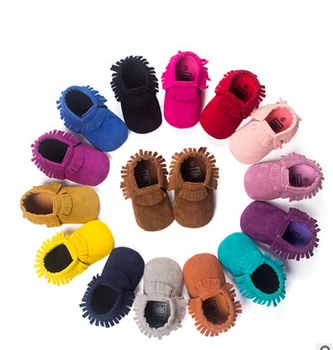 Romirus PU Suede Leather Newborn Baby Boy Girl Baby Moccasins Soft Moccs Shoes Bebe Fringe Soft Sole Non-slip Footwear Crib Shoe