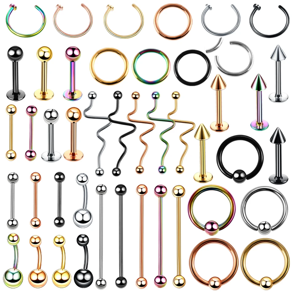 

1PC Steel Nose Ring Segment Rings Ear Septum Hoop Ear Tragus Cartliage Piercings Helix Lip Tongue Belly Button Ring Piercing