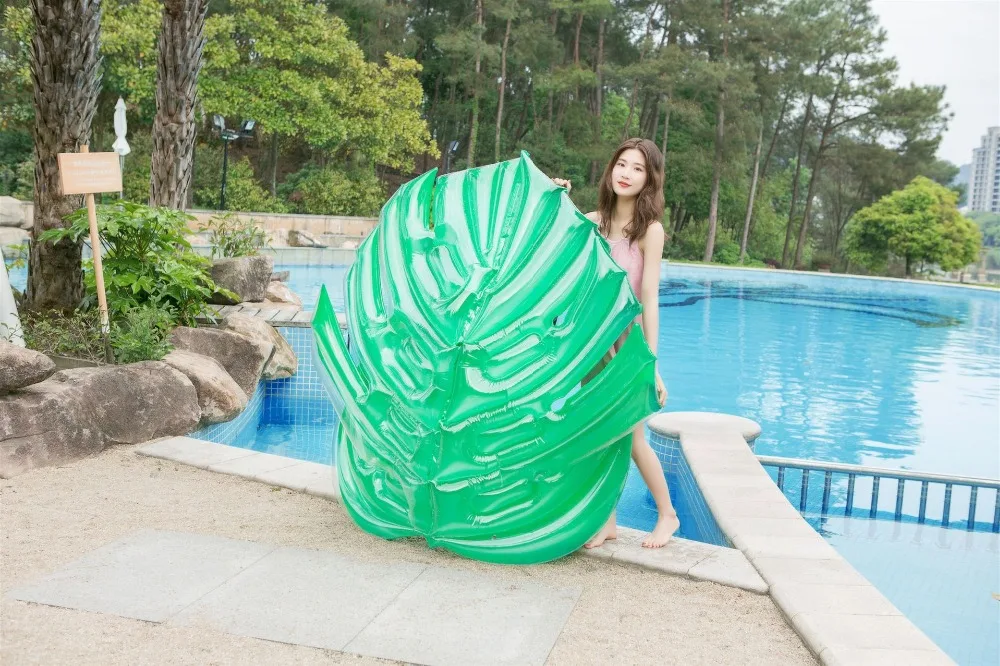 New design adult swimming pool water toys green leaves leaf tube accessories tube rafting water toys (7)