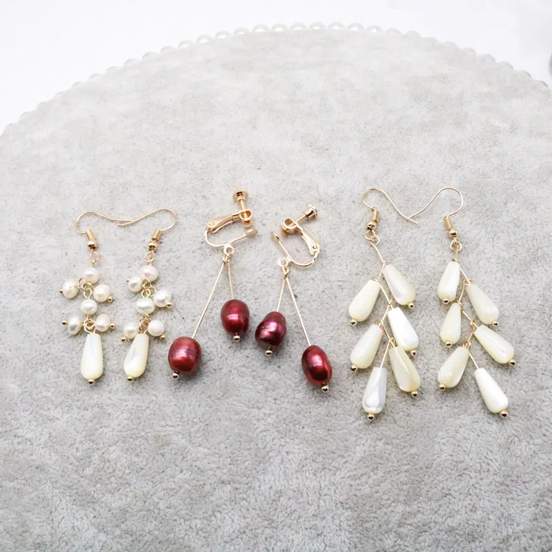 

Free Shipping Sweet Elegant Pearl Shell Charm Earring
