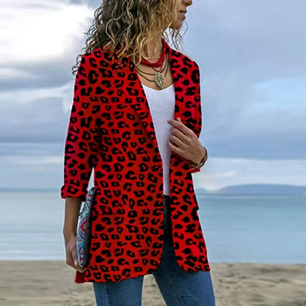 

Litthing Women Vintage Sexy Leopard Print Blazer Long Sleeve Coat Female Outerwear 2019 Fashion Feminine Tops