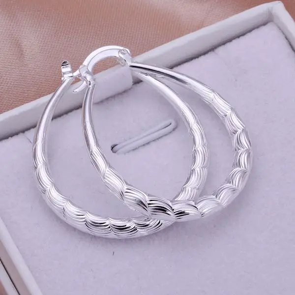

Fashion silver plated Earring for Women 925 jewelry silver plated For Women Yu Wen oval ear rings - small /IGMARYLRE295