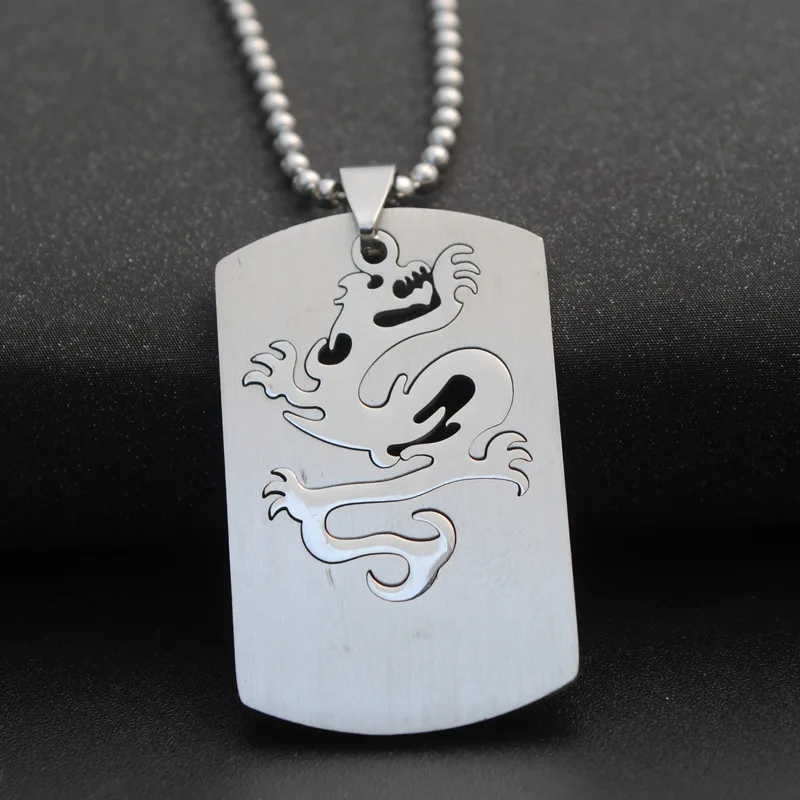 10PCS/Lot Hot Sale Dragon jewelry men and women necklace titanium steel pendant stainless steel pendant double sweater chain
