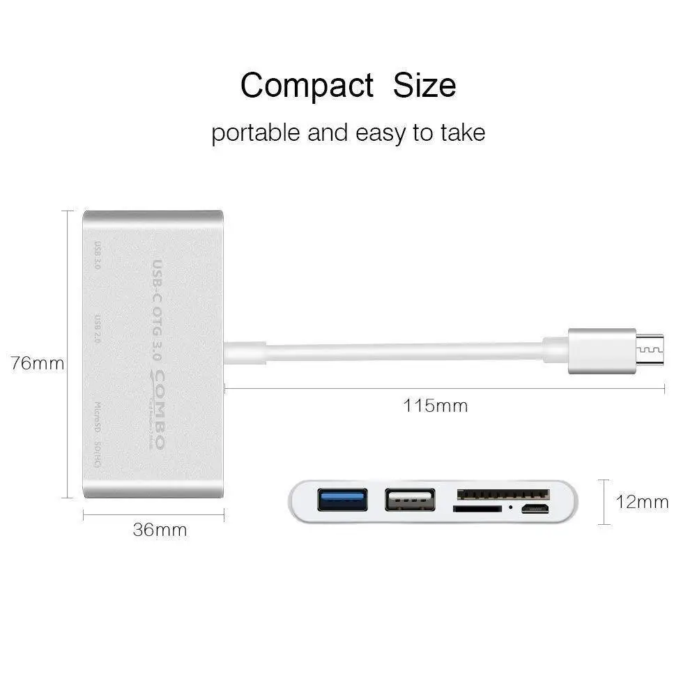 USB 3,0 type-c концентратор адаптер OTG COMBO 5в1 SD TF карта разъем считывателя для ноутбука для Macbook Pro Air 2018