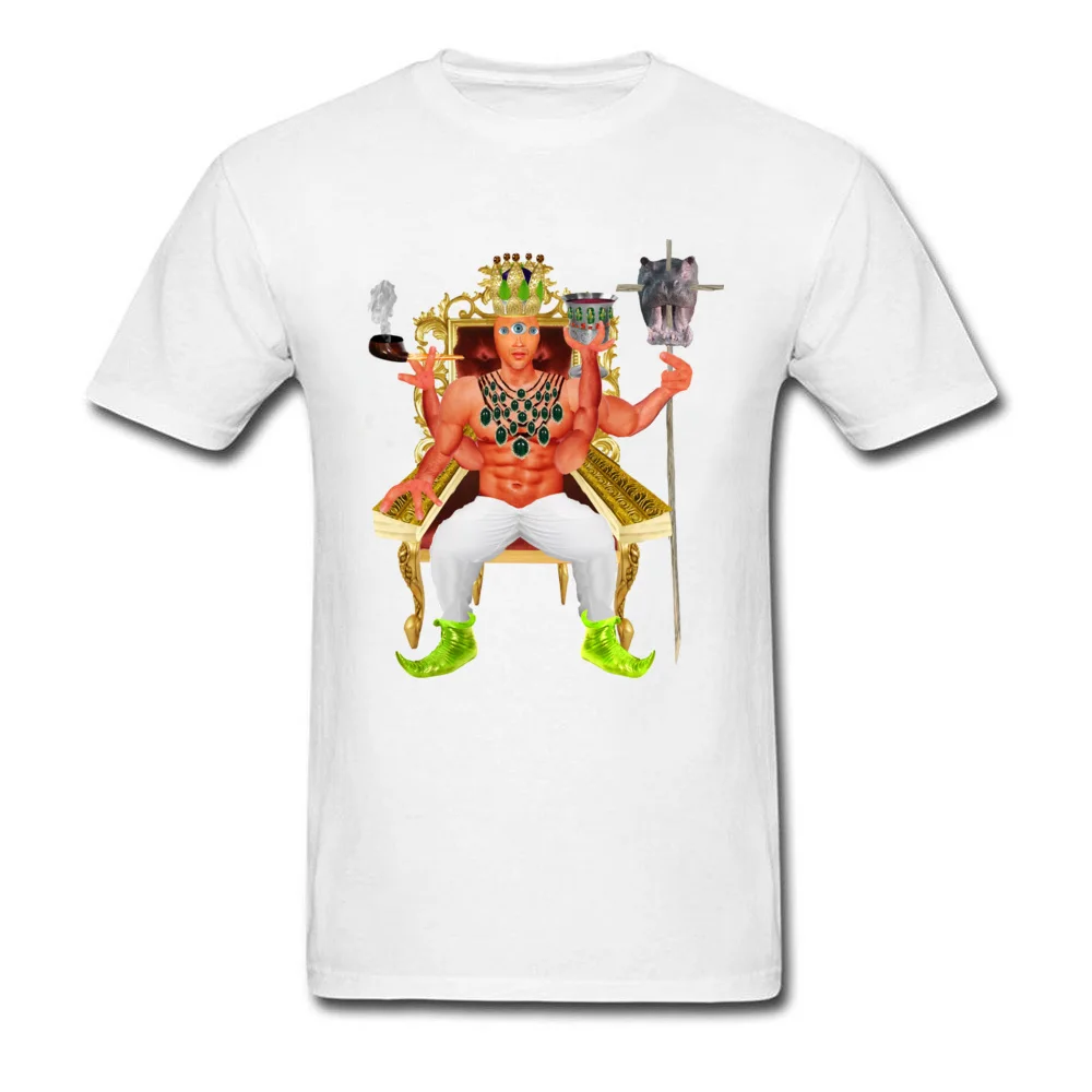 Popular Psychedelic Third Eye King T Shirts Round Collar Cotton Fabric Men's Tops Shirts Short Sleeve Summer Fall Clothing Shirt Psychedelic Third Eye King white