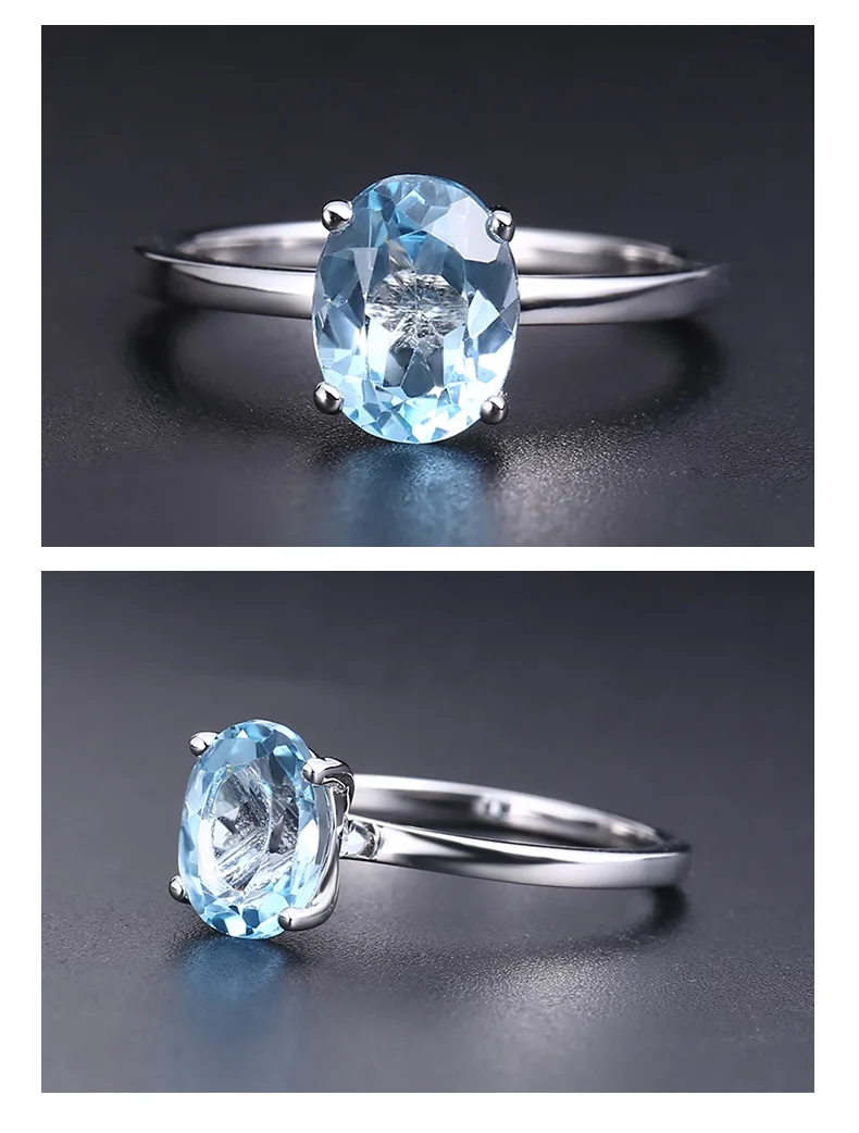Gem's Ballet 2.36Ct Овальный натуральный Небесно-Голубой топаз драгоценный камень кольцо 925 пробы серебро классическое обручальное кольцо для женщин подарок
