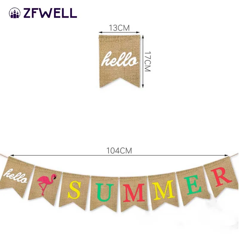 ZFWELL белье «hello summer с надписью забавными буквами «Фламинго и ананасы в виде хвоста Ласточки баннер тянуть флаг Гавайская тема вечерние на день рождения и свадьбу decora8