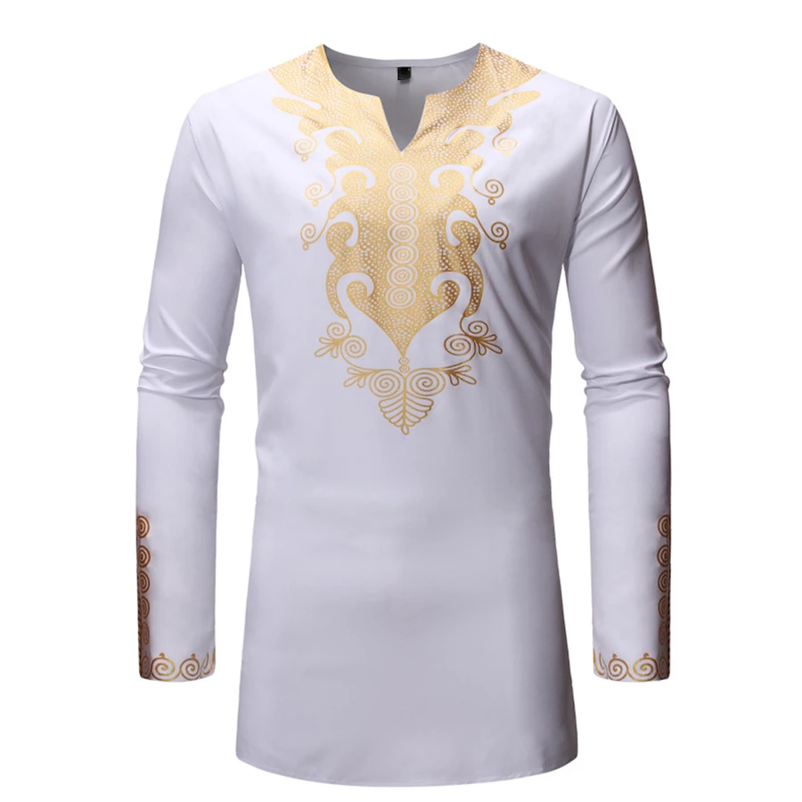 BAIBAZIN New African Men's Clothing Long-sleeved Shirt Men's Gilded African Wind Men's Shirt