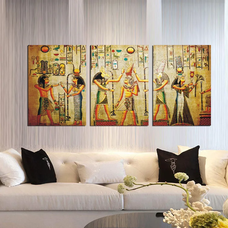 Atfipan新しい3ピース古代エジプト絵画用ホームコレクション古典写真アモン神非フレーム絵画送料無料 Egypt Painting 3 Piecepainting 3 Piece Aliexpress