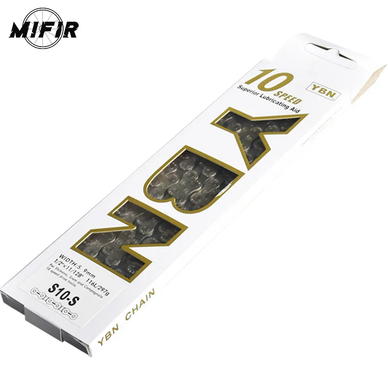 

YBN chain bicycle chain 10 speed full hollow Silver mountian road bike 10S variable ultralight 251g 110 112 links boxed