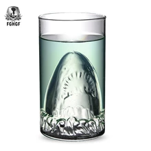 Творческий 1 шт. Прозрачный Стеклянная чашка виски Акула стекло вина Чай воды чашка для завтрака кружки двухслойные бар посуда для вина Moomin