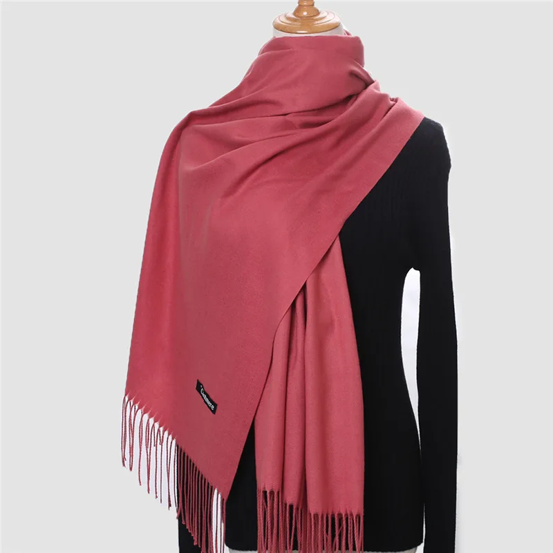 Роскошный брендовый женский шарф, модный однотонный кашемировый шарф осень-зима, женский теплый длинный шарф из пашмины, женский шарф - Цвет: 38