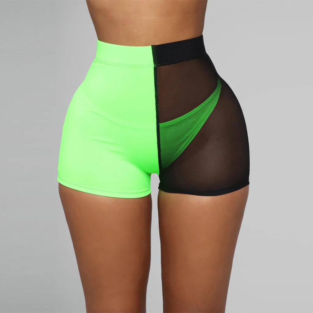 JAYCOSIN новые летние женские шорты сексуальный неоновый зеленый спортивный кружевной попой прозрачный фитнес-браслет шорты для бега May1016