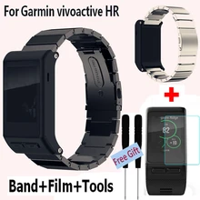 2 In1 для Garmin Vivoactive HR ремешок для наручных часов Stailess Сталь ремешок с защитная пленка для часов Garmin Vivoactive HR ремни