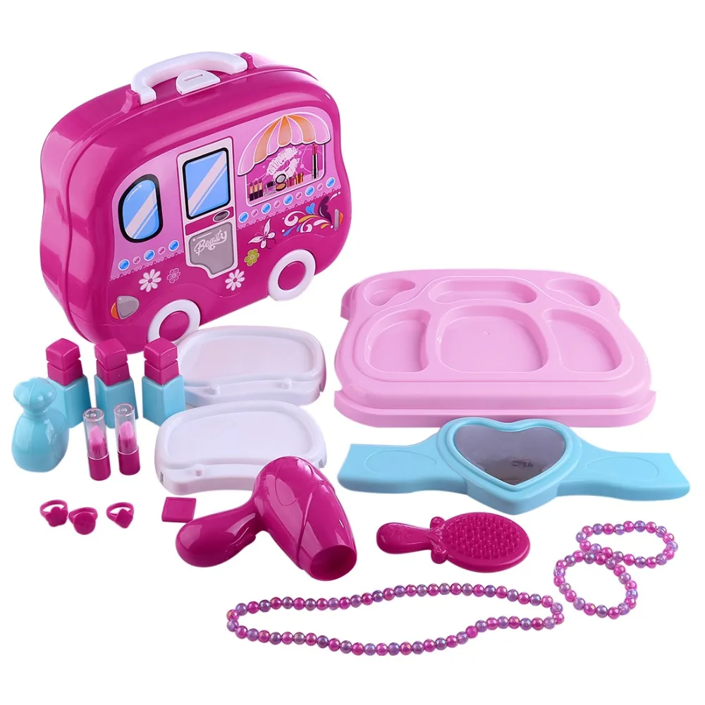

Children Makeup Set Pretend & Play Cosmetic Toy Simulation Dress and Make-up Travel Case Toys Girl Birthday Gift Hot Sale - Pink