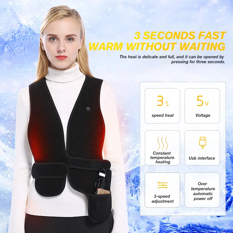 ZYNNEVA женский термальный Электрический согревающий пояс Зимние теплые походные куртки с подогревом умный жилет GC1202