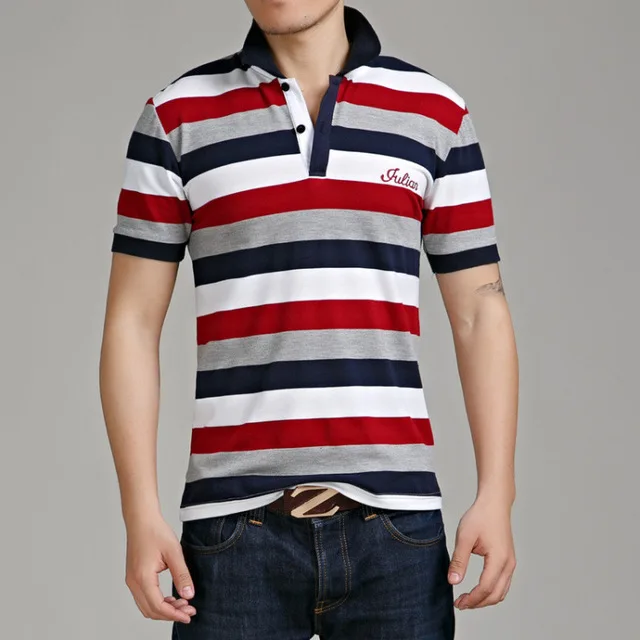 

Casual 2019 New Summer Polo Shirts Short Sleeve Men Striped Color Plus Size M-3XL 4XL 5XL