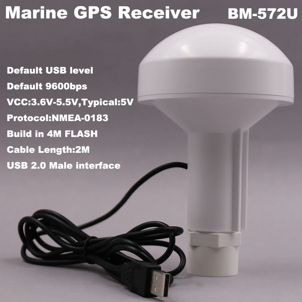 

GPS Receiver Antenna USB Marine Boat ship GPS Antenna module, 9600bps, NMEA 0183 USB 2.0 Connector with screw tube,BM-572U
