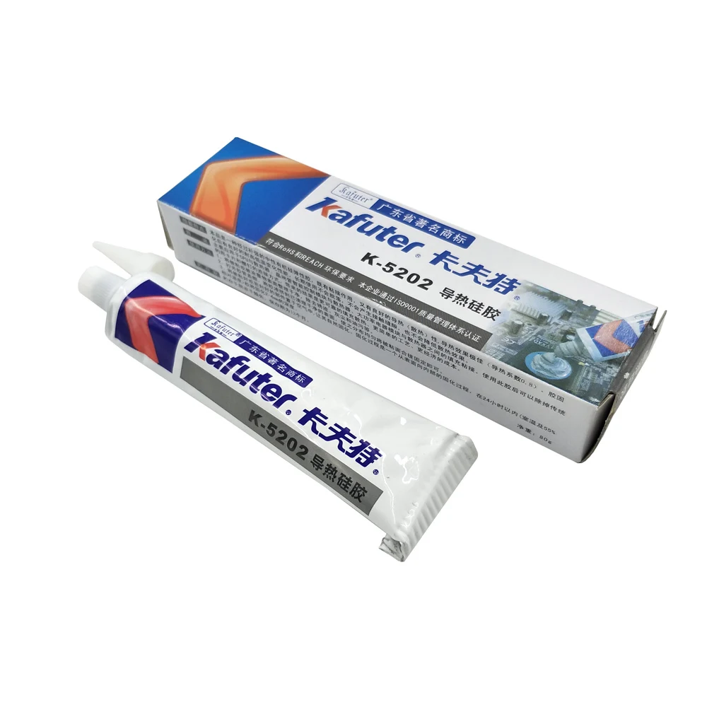 

Free shipping 2pcs Kafuter K-5202 80g Heatsink CPU Thermal Conductive Silicon Paste Glue Adhesive Silicon Rubber insulation Gel