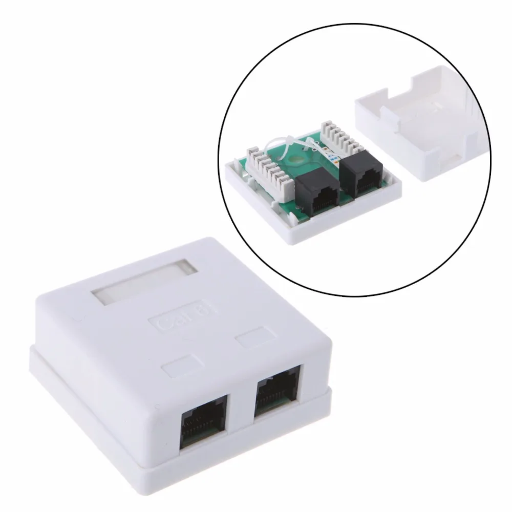 RJ45 распределительная коробка CAT6 Cat6e 8P8C сетевой разъем 2-портовый гнездо-гнездо расширения рабочего стола кабельного телевидения