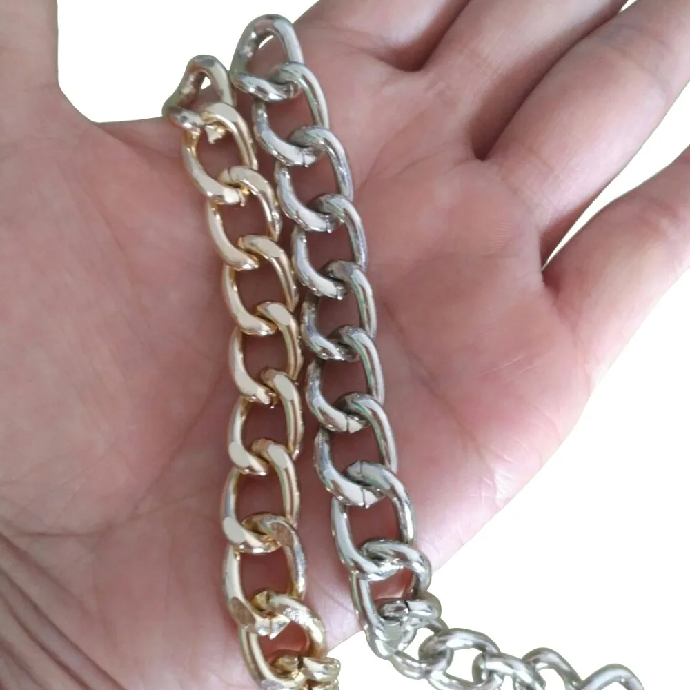 

Цепочка из алюминия, с серебряным/светильник-золотым покрытием, 3 м/лот, ширина 11 мм