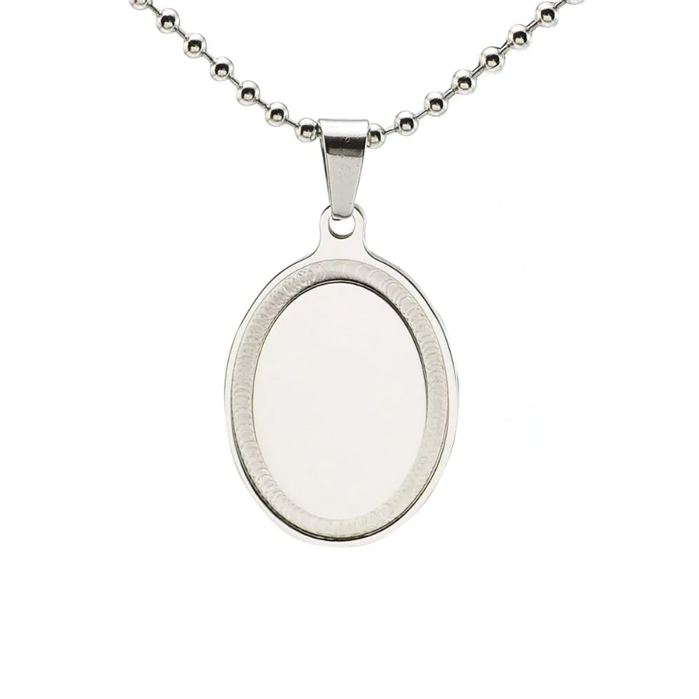 10PCS/LOT Silver Tone Stainless Steel Engravable Blank Dog Tag Oval DIY