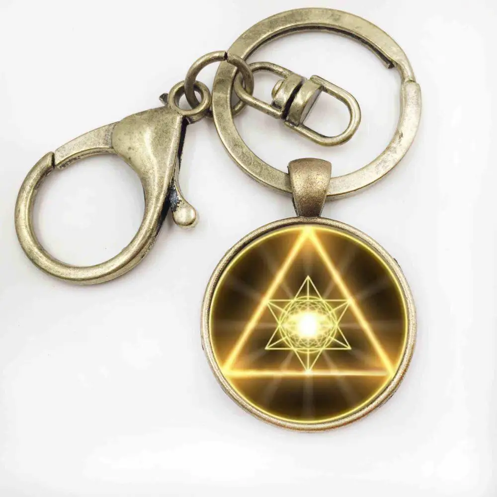 Золото Священная Геометрическая кабошон стекло тибетская серебряная цепь кулон ожерелье HZ1 - Окраска металла: 11Bronze keychain