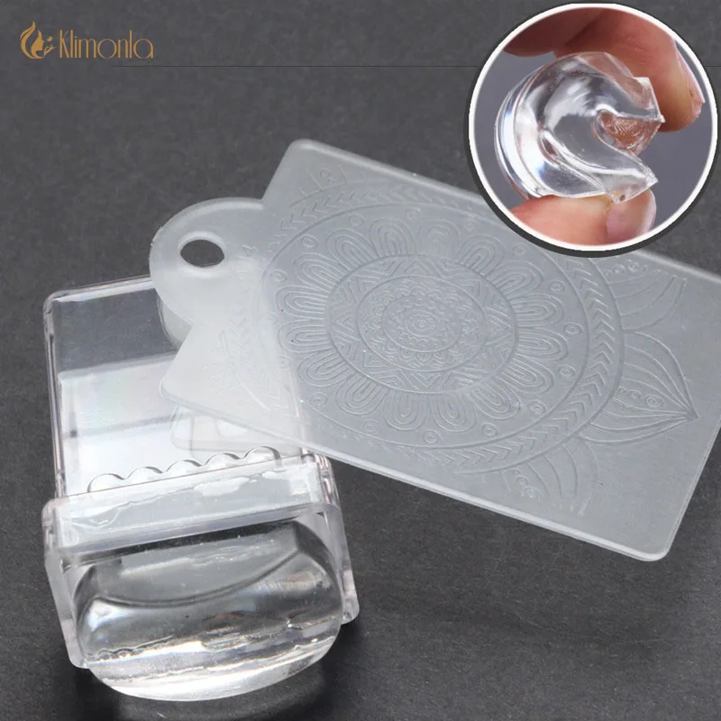6 Sets Nail Art Stamper Clear Jelly Silicone Stamper Plastic Plate