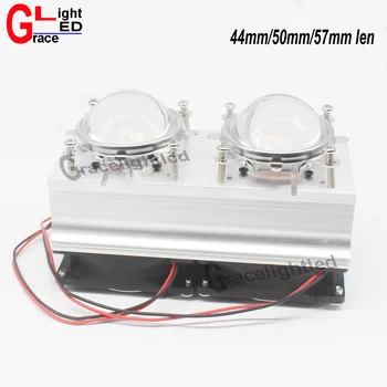 

1kit 60-120degree DC12V Led Heatsink Fan + 44mm/57mm Glass Lens for 2pcs 20W 50W 30W 100W High Power Led chip