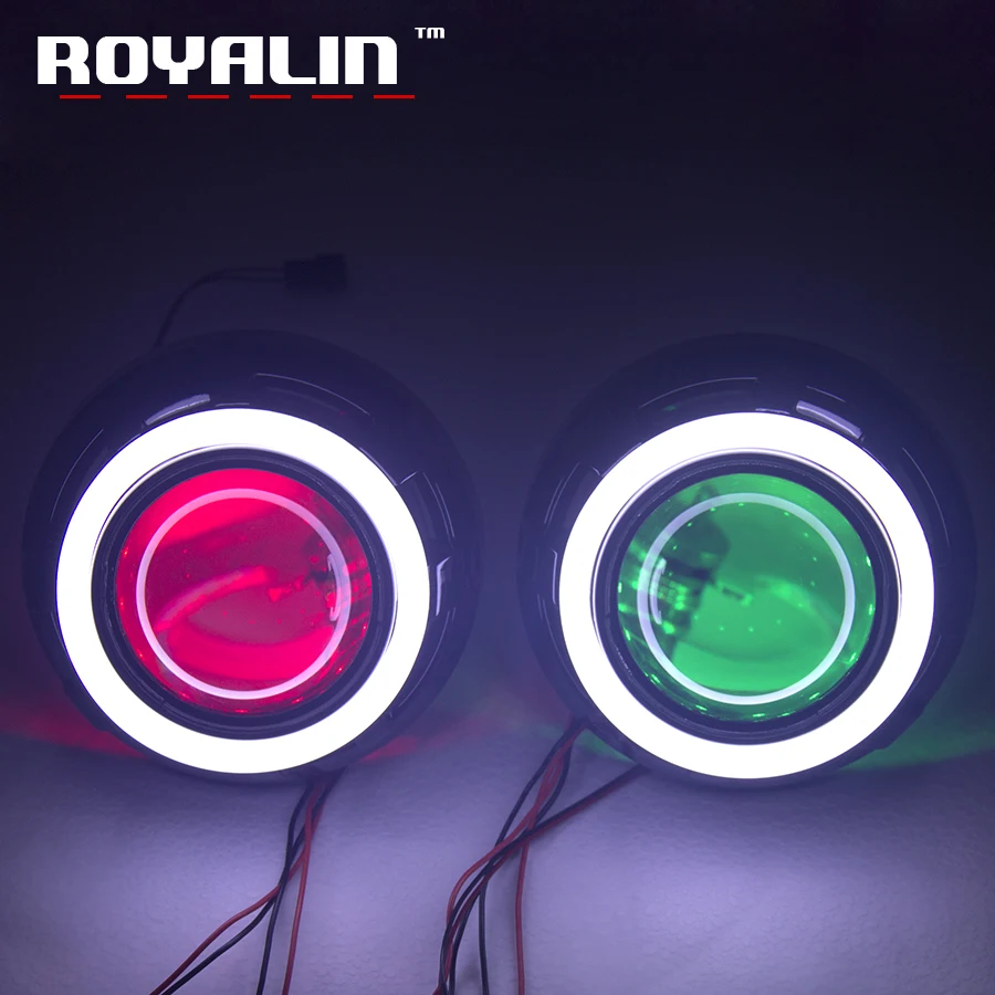 

ROYALIN Metal Xenon Lens 3.0'' H1 Projector Lens w/ Apollo 1.0 Shrouds LED Cutton Light Angel Eyes Halo Rings H4 H7 Car Styling