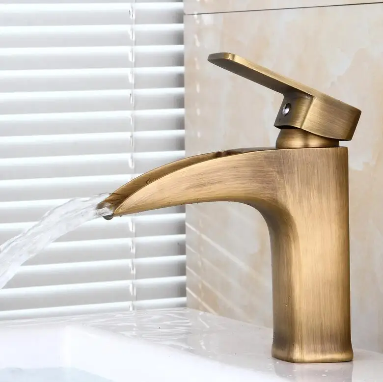 Free Shipping Contemporary Modern Open Spout Water Tap Bathroom Vessel Sink Faucet In Antique