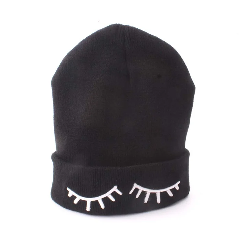 Модные зимние шапки бини для женщин забавные глаза крючком Вязаные Skullies теплые шапки женские вязаные Стильные Шапки