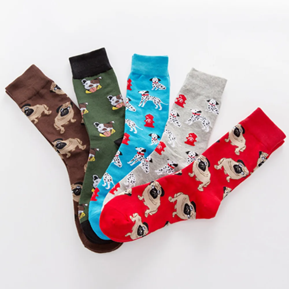 Повседневные мужские носки с принтом собаки, Харадзюку, хип-хоп, новинка, забавные счастливые носки, цветные мужские носки# RN