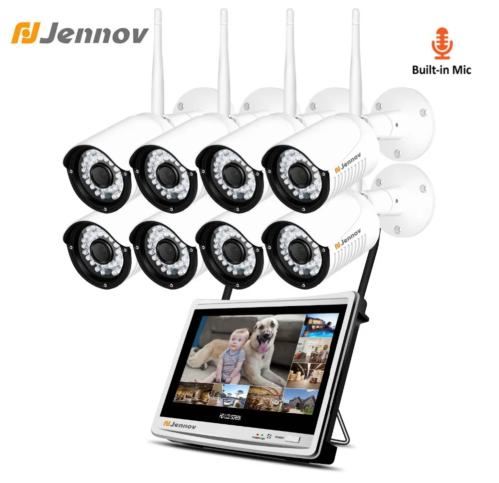 

Jennov 2MP 8CH 12Inch LCD Screen Security Camera System Wireless Video Surveillance Wifi IP Camera CCTV Kit Audio Record HD P2P