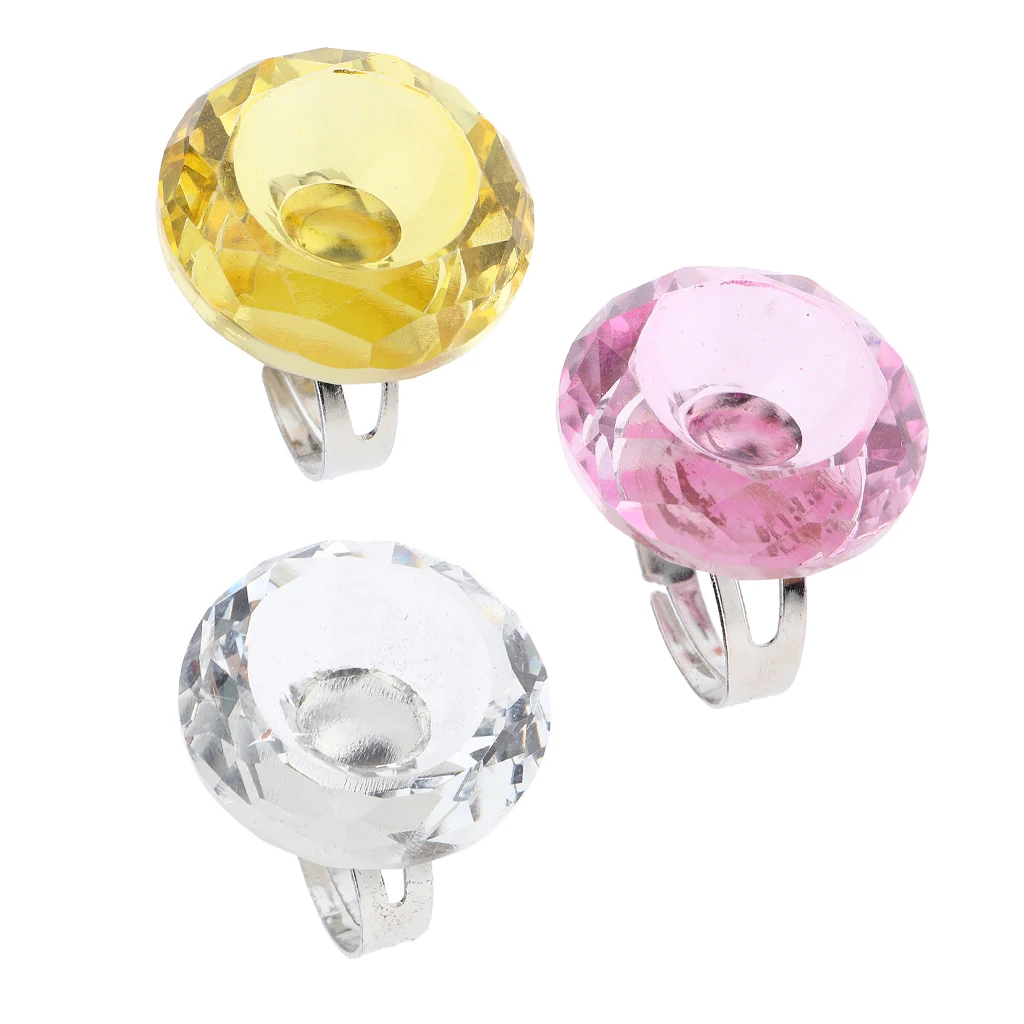 2-in-1 Crystal Ring Pigment Cups Adhesive Holders Lashes Extensions Beauty Tools, Pack of 3pcs