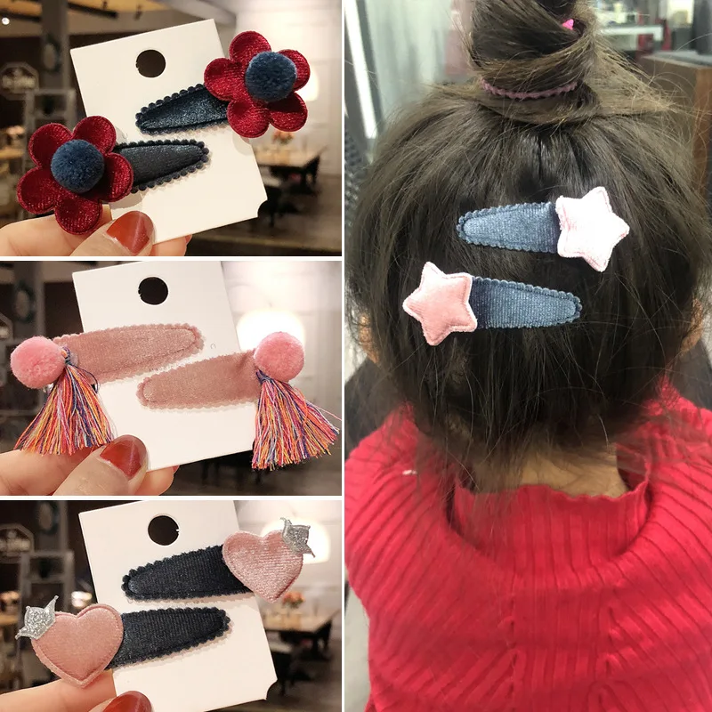 Ruoshui 2 шт Девушки очаровательный круглый звезда наборы шпилек для волос волосы с цветами сцепление аксессуары для детей Детские зажимы для волос принцесса головной убор
