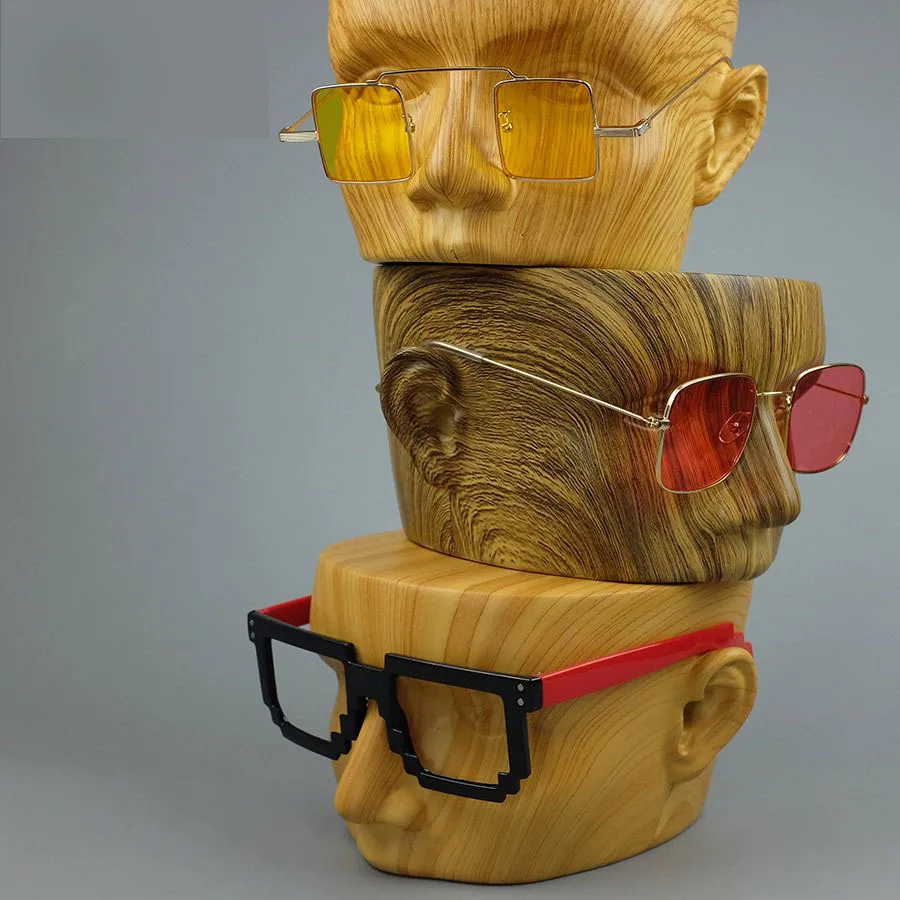 Манекен из стекловолокна Имитация древесины манекен голова для солнцезащитных очков дисплей, манекены головы, 3 цвета