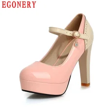 Fashion Womens Shoes Platform Buckle Strap Square High Heels Pumps Woman Shoe Top Size US 11